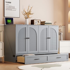 GDFStudio Ward Wood Murphy Bed with Charging Ports and Drawer - 1 of 4