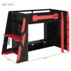 Full Size Wood Loft Bed with Desk, Multi-Storage Shelves, and RGB Light, Perfect Esports Gaming & Work Loft Bed, Green/Red/Cloud Blue - ModernLuxe - 4 of 4