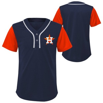 Majestic Men's Houston Astros Navy Henley Jersey Shirt XL Baseball