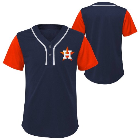 MLB Houston Astros Youth Girls' Henley Team Jersey - XS