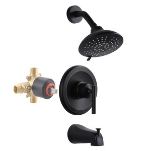 WOWOW Single-Handle 5-Spary Settings Round Shower Faucet with Tub Spout (Valve Included) - 1 of 4