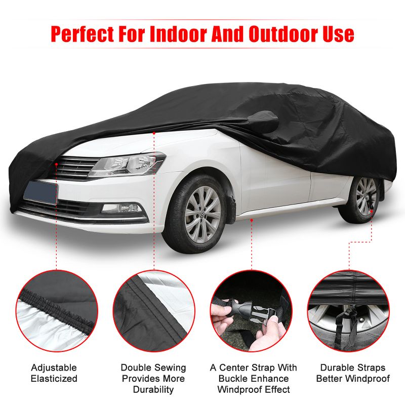 Unique Bargains Waterproof Heat Resistant with Driver Door Zipper and Reflective Strips Car Cover, 4 of 9