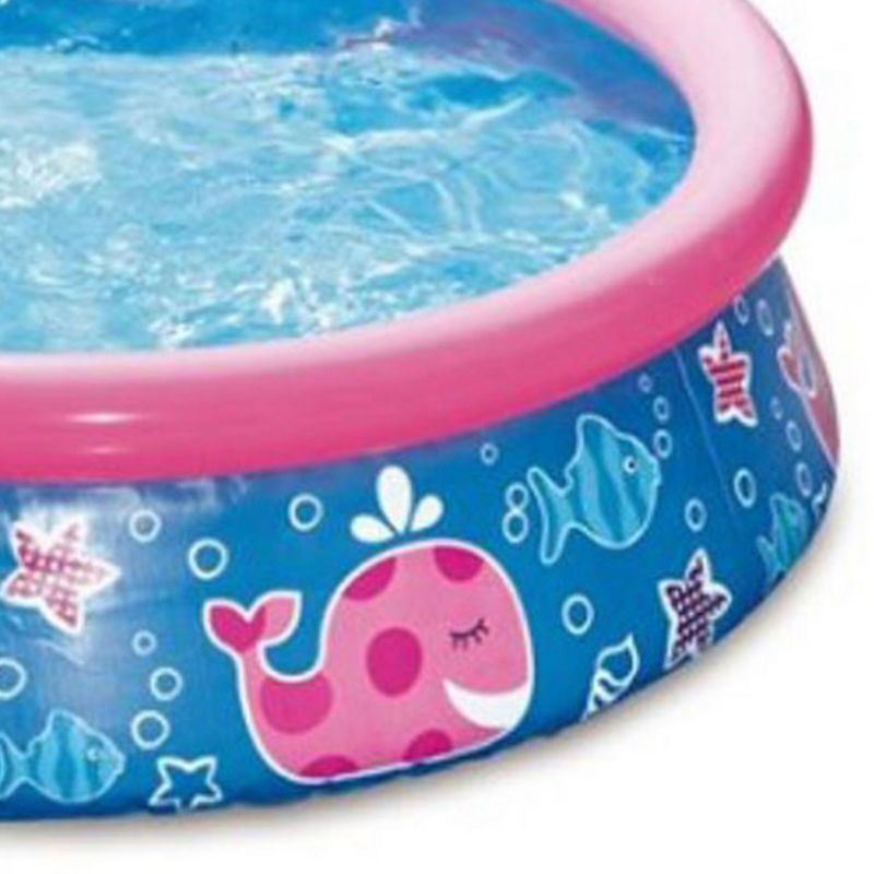 Summer Waves P1000515B167 Quick Set 5ft x 15in Round Inflatable Ring Backyard Kids Toddler Kiddie Swimming Splash Wading Pool, Pink Whale Print, 3 of 5