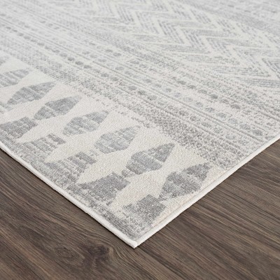 Chinnor Gray and Off-White Medium Pile Area Rug