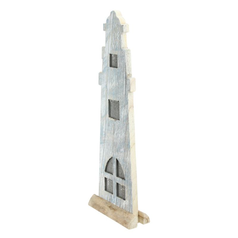 Northlight 19” Distressed Finished White and Blue Nautical Lighthouse Tabletop Decoration, 2 of 4