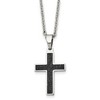 Chisel Stainless Steel and Textured Black IP-plated Cross Pendant on a 24" Cable Chain Necklace - 2 of 4