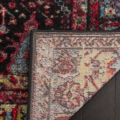 Vintage Hamadan Multi-Color Synthetic Floral Runner Rug
