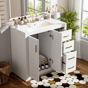 YOOCOZZ 36'' Freestanding Bathroom Vanity with Ceramic Sink,3 Drawers and Soft Closing Doors - 1 of 4
