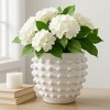 Stone Ceramic Planter with Raised Textured Surface and Rounded Edge Design - Contemporary Decorative Accent Pot with Sculpted Detail - 3 of 4