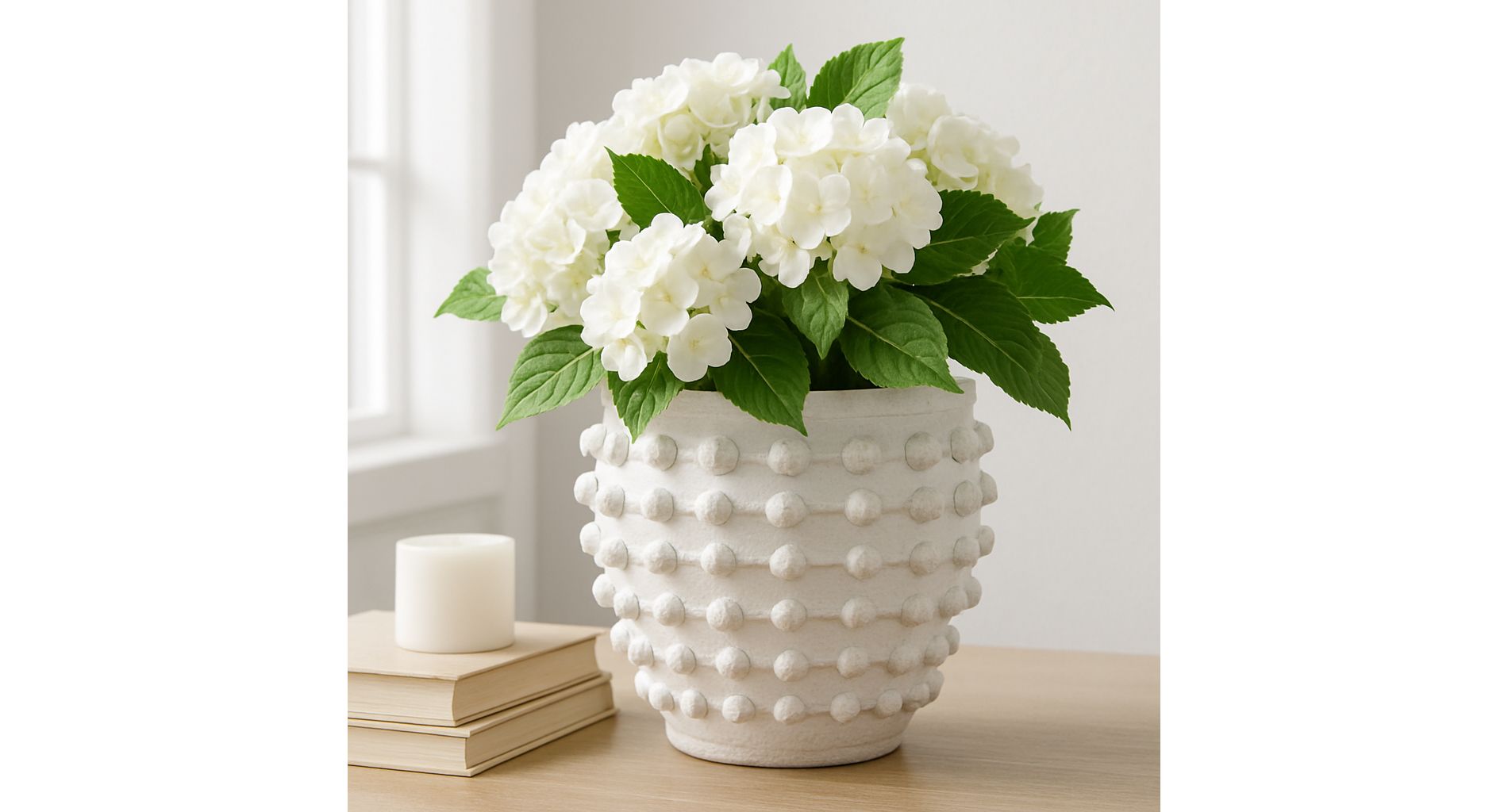 Stone Ceramic Planter with Raised Textured Surface and Rounded Edge Design - Contemporary Decorative Accent Pot with Sculpted Detail