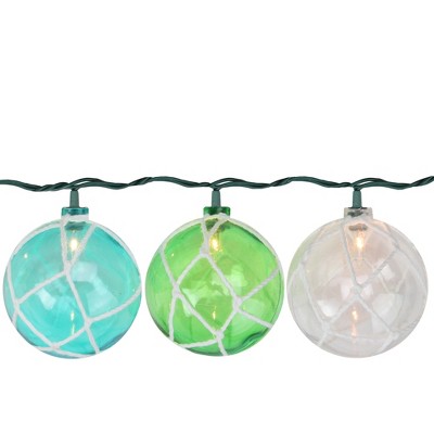 Northlight 10 Turquoise Blue, Green and Clear Float Mini Summer Patio String Lights - 8.5 ft Green Wire