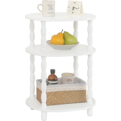 3-Tier Small Oval End Table, Modern Night Stand Wood Accent Table for Living Room