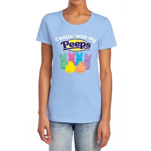 Easter Chillin' With My Peeps Women's T-Shirt Light Blue - 1 of 4