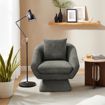 MINIMORE Modern Style 30.3" W Swivel Barrel Chair with Pyramid base