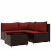 vidaXL 4 Piece Patio Lounge Set with Cushions Brown Poly Rattan - 3 of 4