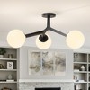KAISITE 3-Light Black Semi Flush Mount Ceiling Light with Glass Shade - 2 of 4