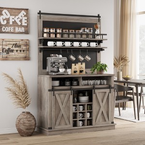 Bar Cabinet with storage space ,Tall Coffee Hutch,Large Kitchens Coffee Bar Cabinet Cupboard with Sliding Door - 1 of 4