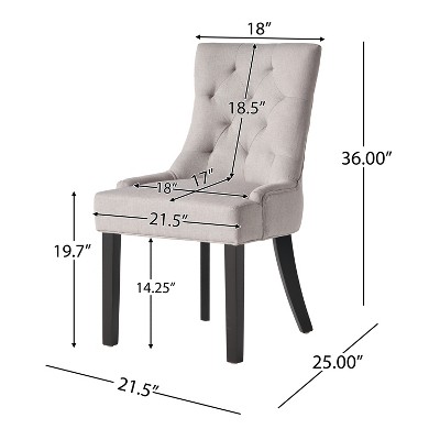 Elegant Sloped Armrest Tufted Light Gray Upholstered Dining Chair Set