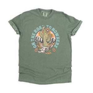 Simply Sage Market Women's On The Road To Nowhere Short Sleeve Garment Dyed Tee - 1 of 2