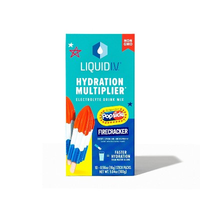 Liquid I.V. Hydration Multiplier Vegan Powder Electrolyte Supplements - Popsicle Firecracker - 0.56oz/10ct