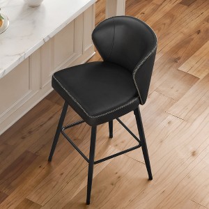 Arceso 26 Inch Swivel Bar Stools, 1PC Counter Height Bar Stools with Back,Faux Leather with Stitching, Metal Legs, Easy Assembly - 1 of 4