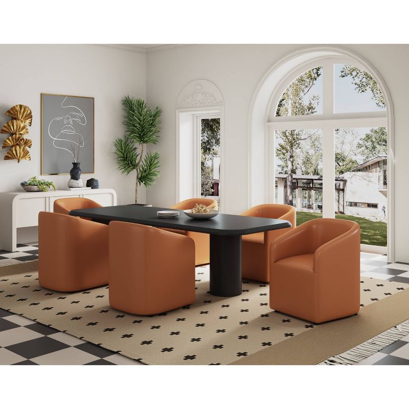 Set of 2 Anna Modern Round Faux Leather Dining Armchairs - Manhattan Comfort, 3 of 12