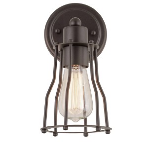5.13" Metal Evelyn Vanity Wall Light Black - JONATHAN Y: Industrial Edison Bulb Bath Sconce - 1 of 4
