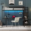 NicBex Full Bunk Bed with Desk Metal Frame Bed Frame with Storage Stairs, Wardrobe, Guardrails and Adjustable Shelf, No Box Spring Required - 2 of 4