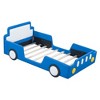 Twin Size Race Car-Shaped Platform Bed with Wheels,Blue - 3 of 4