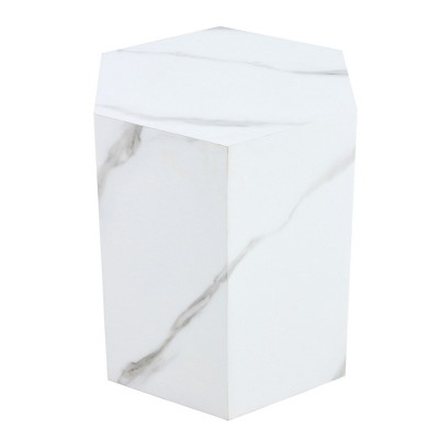 FURNIinspire Coffee Tables Modern MDF Coffee Table with Patterned Texture Design for Living Room and Interior Decoration, White, 15.7"*18"*19.7"