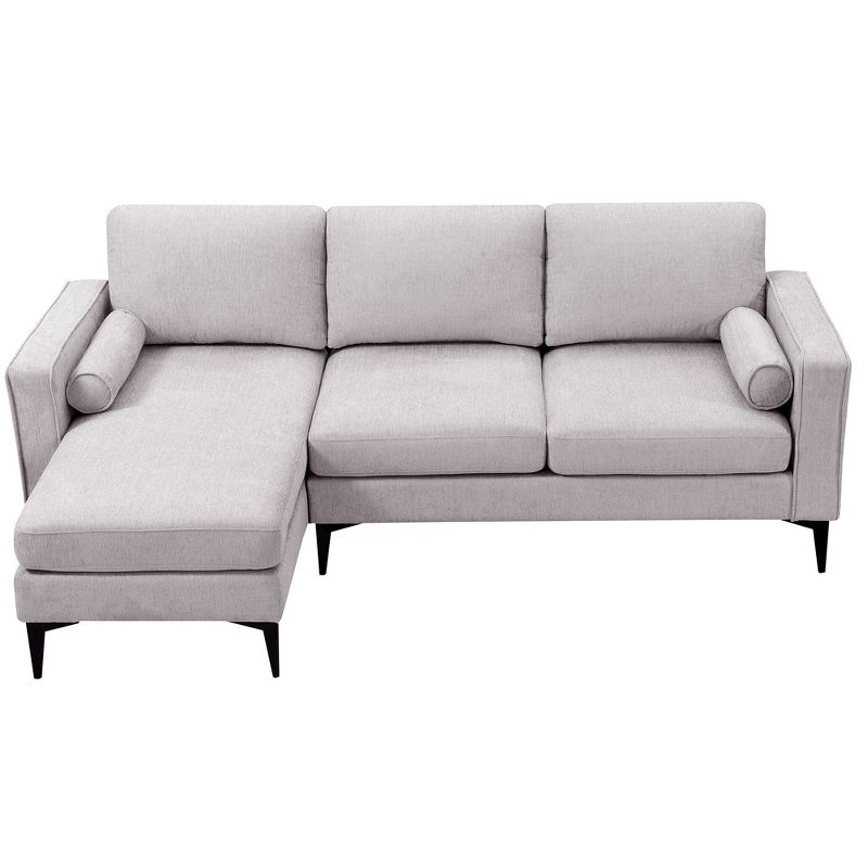 86" Convertible Sectional Sofa, Modern Upholstered Chenille L-Shaped Sofa Couch with 2 Pillows-ModernLuxe, 2 of 17