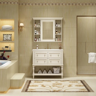 Bathroom Vanity With Medicine Cabinet,Bathroom Mirror Cabinet With Adjustable Shelf,Bathroom Floor Cabinet With Drawers-Cuddlewood