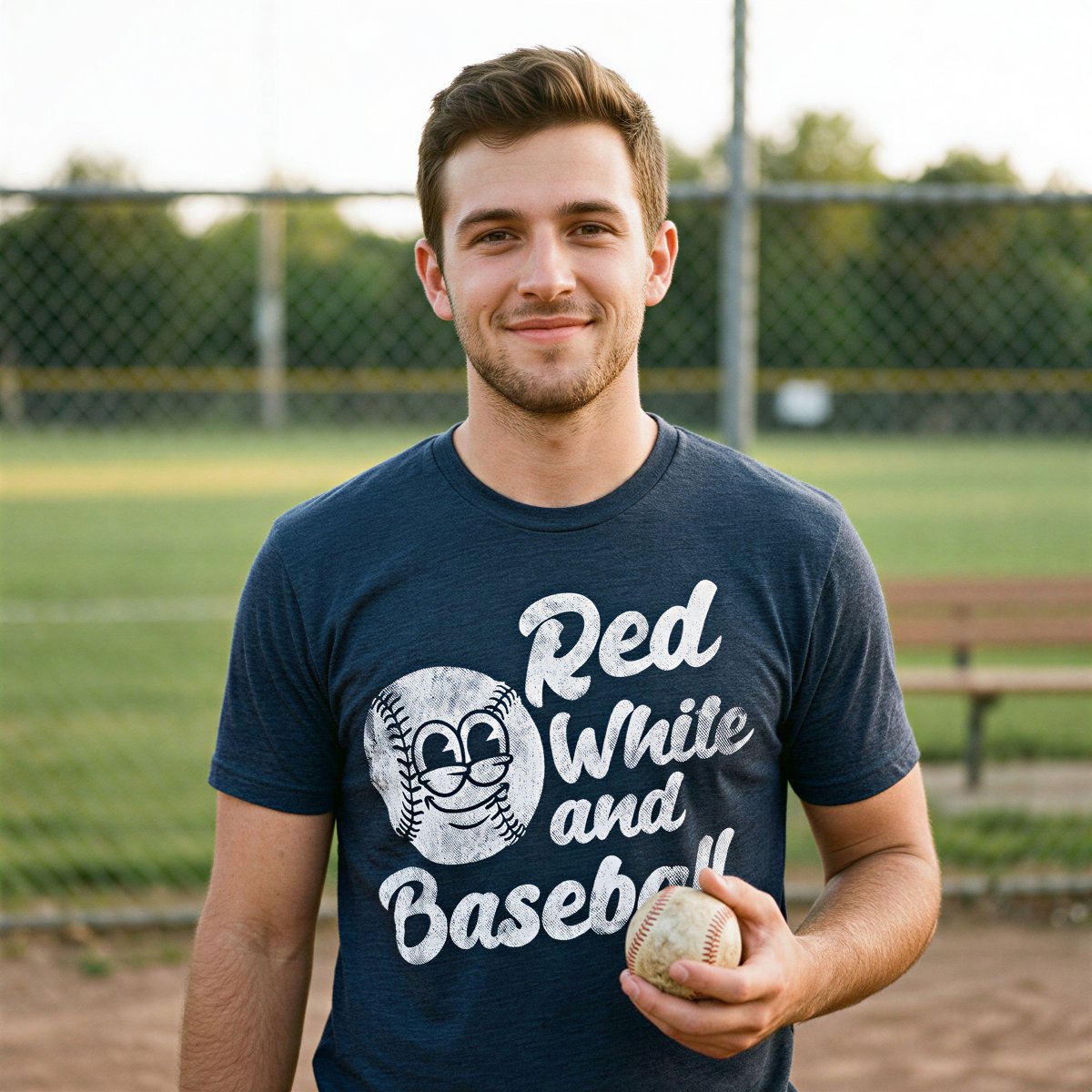 Мужские футболки Crazy Dog T-Shirts, Inc. Mens Funny T Shirts Red White and Baseball Sarcastic Fourth Of July Graphic Novelty Tee for Men - Crazy Dog Men's T Shirt For Fourth Of July Navy S — фото 3
