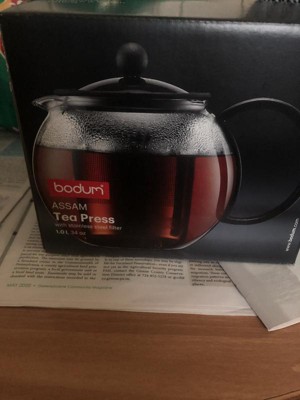 Bodum Teapot, ASSAM Glass Teapot Stainless Steel Filter, 34 oz