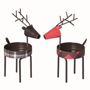 Transpac Christmas Metal Reindeer Container Decor Set of 2 Christmas Home Decorations - 1 of 1