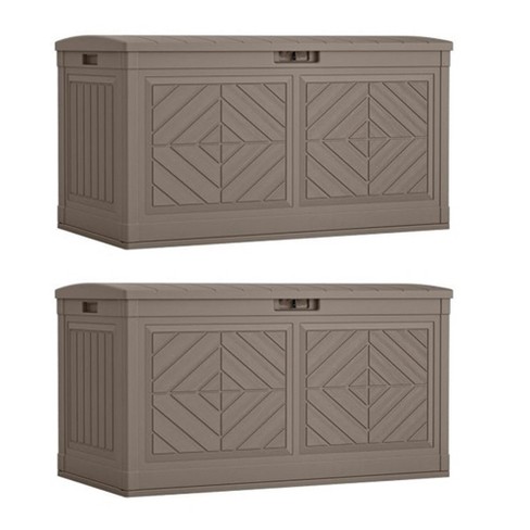 Suncast Baywood 80 Gallon Resin Patio Outdoor Storage Box Dark Taupe 2 Pack Target