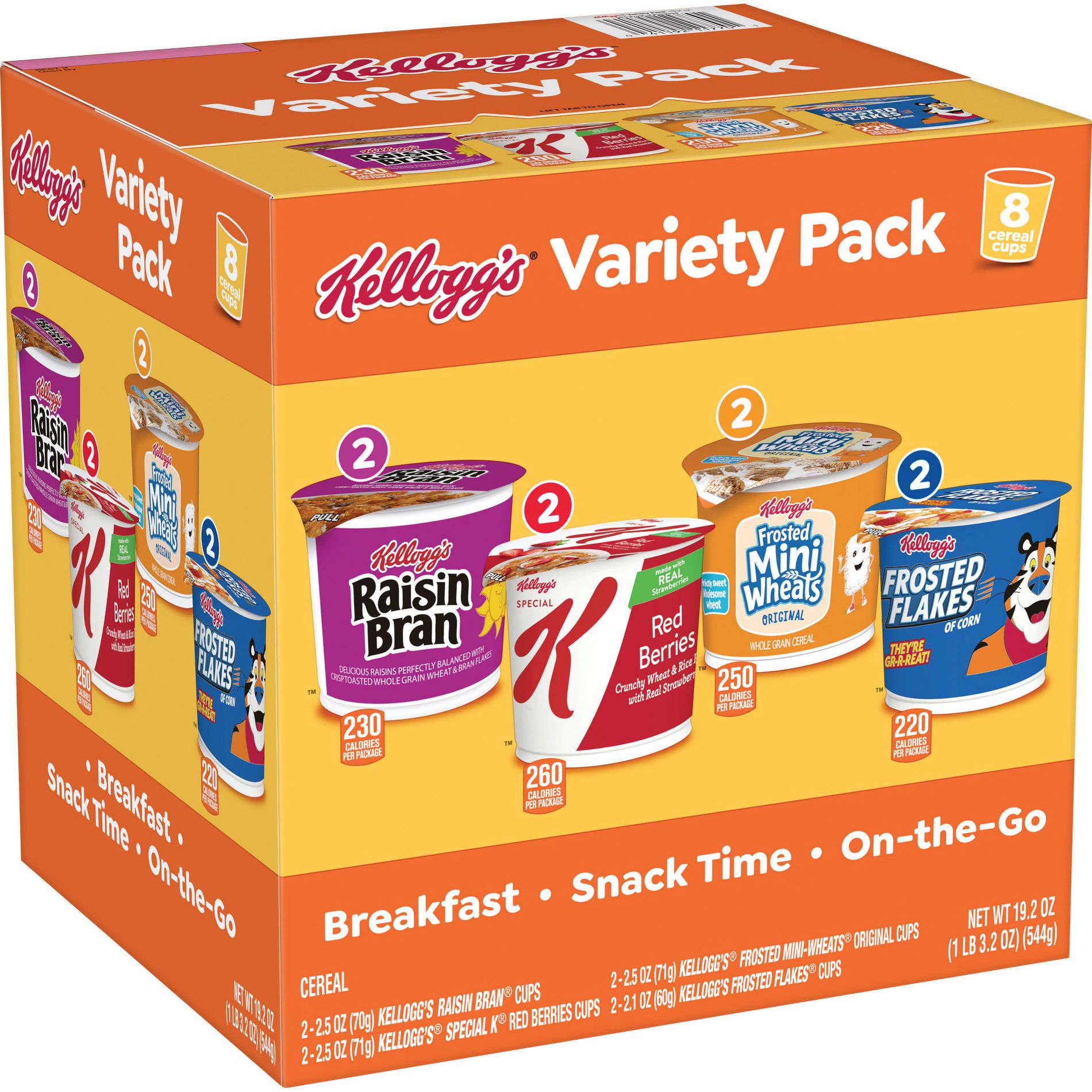 Kellogg's Variety Pack All Family Breakfast Cereal Cup - 19.2oz/8ct