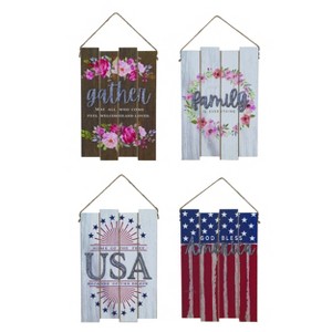 Transpac MDF Reversible Slat Decor Set of 2 Spring Home Decorations - 1 of 2