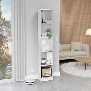 TOAOTBNBO 5 Cube Bookcase with Storage Cabinet, Space-Saving Wood Bookshelf Tall Narrow Display Shelves for Tight Spaces and Balcony - 1 of 4