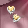Pure Collection by Ross-Simons 0.10 ct. t.w. Diamond Double-Heart Stud Earrings in Sterling Silver and 14kt Yellow Gold - 3 of 4