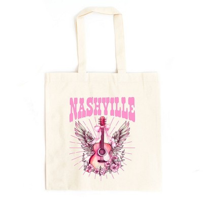 City Creek Prints Coquette Nashville Guitar Canvas Tote Bag - 15x16 - Natural