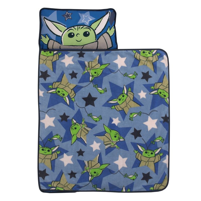 Star Wars The Child Cutest in the Galaxy Blue, Green and Gray Grogu, Hover Pod, and Stars Toddler Nap Mat, 1 of 9