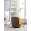 Akoasm Soft Swivel Accent Barrel Sofa & Chair With Metal Black Powder Coating Ring For Living Room, Office & Bedroom-Coffee Brown - 4 of 4