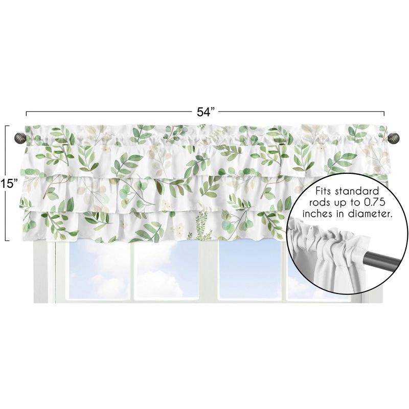 Sweet Jojo Designs Window Valance Treatment 54in. Botanical Green and White, 5 of 7