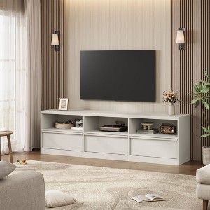Modern TV Stand for up to 70"TV, Industrial TV Entertainment Center with 3 Drawers Shelves for Living Room, Bedroom, Vintage - 1 of 4