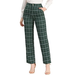 INSPIRE CHIC Women's Plaid Elastic Waist Casual Work Office Long Pants - 1 of 4