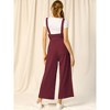 Allegra K Women's High Waist Wide Leg Belted Button Long Overalls Jumpsuit - 4 of 4