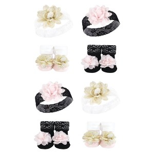 Hudson Baby Infant Girl 8Pc Headband and Socks Set, Lace, 0-9 Months - 1 of 2
