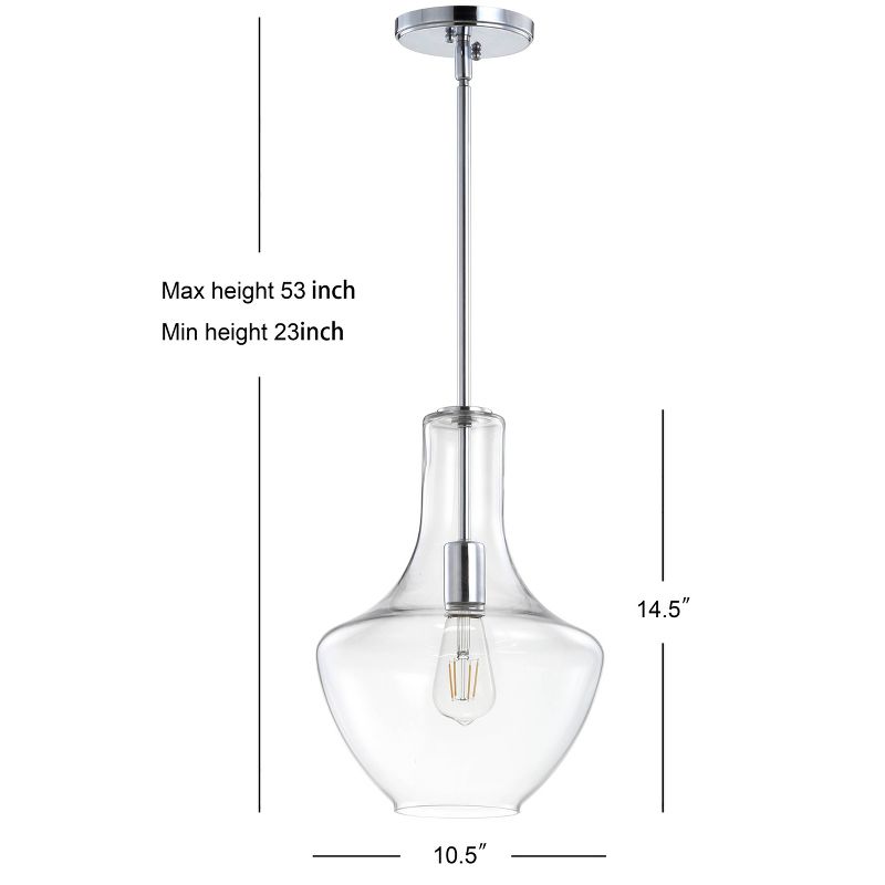 13.25" Glass/Metal Watts Pendant (Includes LED Light Bulb) - JONATHAN Y, 5 of 11