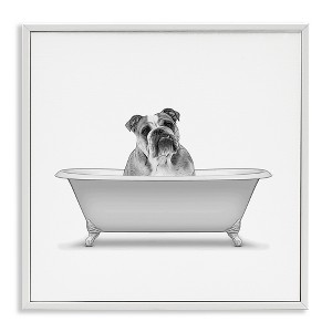 Stupell Industries English Bulldog Dog Bath Tub, 12" x 12" - 1 of 4